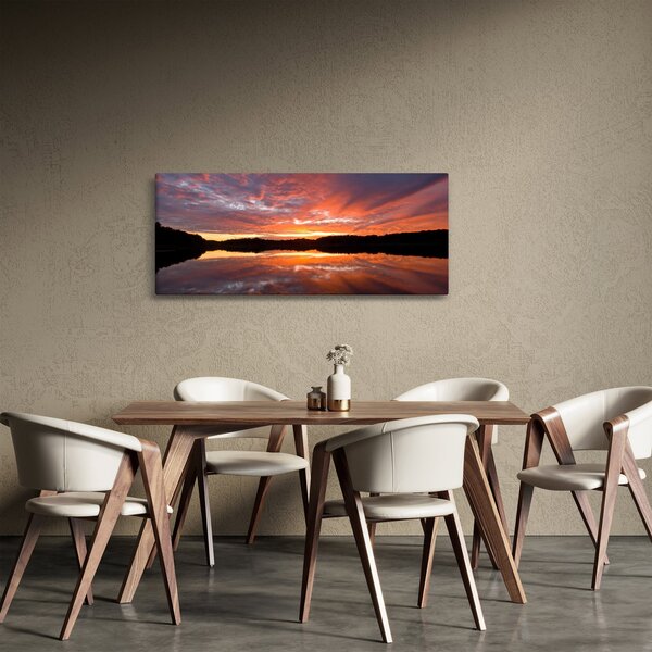 Obraz - Západ slnka nad jazerom (120x50 cm)