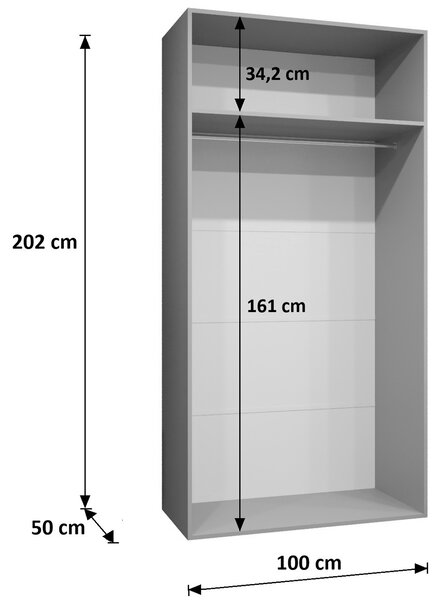 Šatníková skriňa Sandi 1 100x202x52 - orech / čierna
