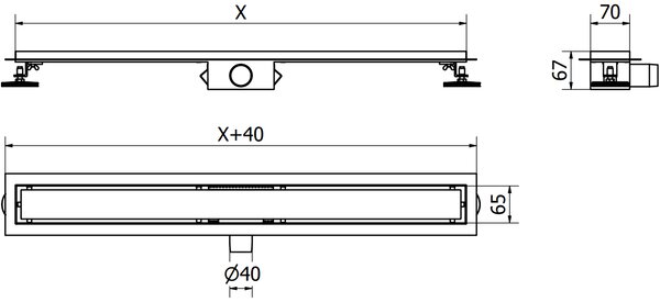 Mexen Flat nerezový sprchový žľab 50 cm vzor M08, čierna, 1725050-15