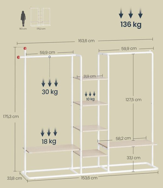 Otvorená šatníková skriňa RGR012K01