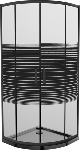 MEXEN - Rio sprchovací kút, štvrťkruhový 80 x 80 cm - dekor, čierna + vanička Flat, čierna - 863-080-080-70-20-4170B