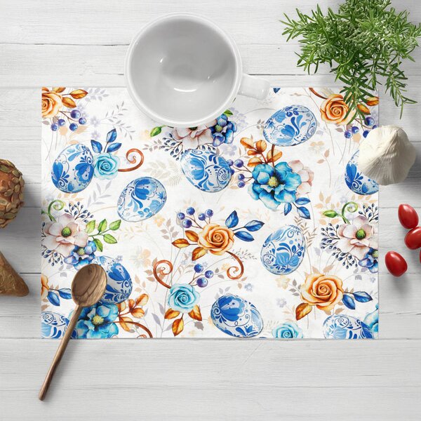 Biante Dekoračné prestieranie na stôl Leona LN-114 Modré kraslice 30x40 cm