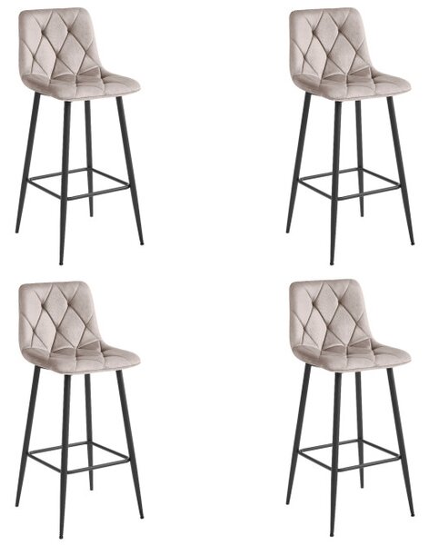 Set štyroch barových stoličiek NADO zamatové tmavobéžové (čierne nohy) 4 ks
