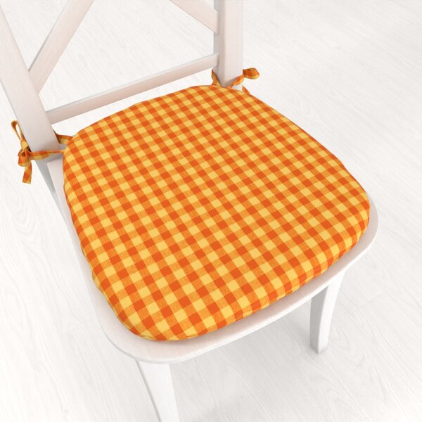 Biante Oblý bavlnený podsedák Olivia OL-006 Oranžovo-žltá kocka malá - 39x37x3 cm