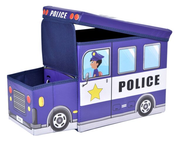 Taburetka v tvare policajného auta modrá