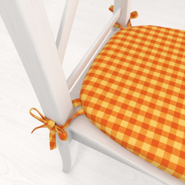 Biante Oblý bavlnený podsedák Olivia OL-006 Oranžovo-žltá kocka malá - 39x37x3 cm