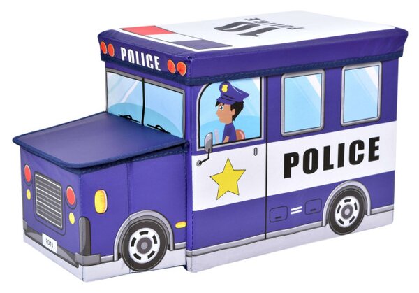 Taburetka v tvare policajného auta modrá