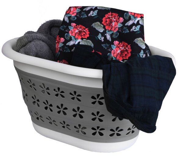 Kôš na bielizeň OVAL COMPACT sivý / biely 25 l