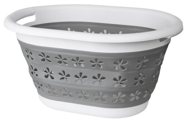 Kôš na bielizeň OVAL COMPACT sivý / biely 25 l