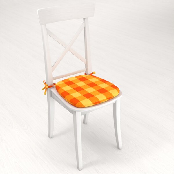 Biante Oblý bavlnený podsedák Olivia OL-003 Oranžovo-žltá kocka veľká - 39x37x3 cm