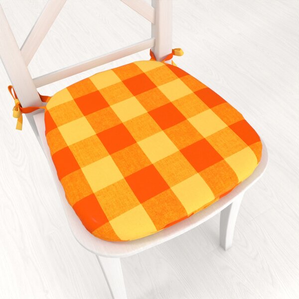 Biante Oblý bavlnený podsedák Olivia OL-003 Oranžovo-žltá kocka veľká - 39x37x3 cm