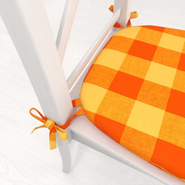 Biante Oblý bavlnený podsedák Olivia OL-003 Oranžovo-žltá kocka veľká - 39x37x3 cm