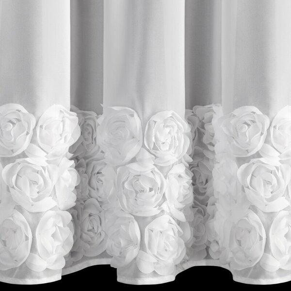 Dekorstudio Hotová biela záclona ROSES 4 na páske 150 x 90 cm