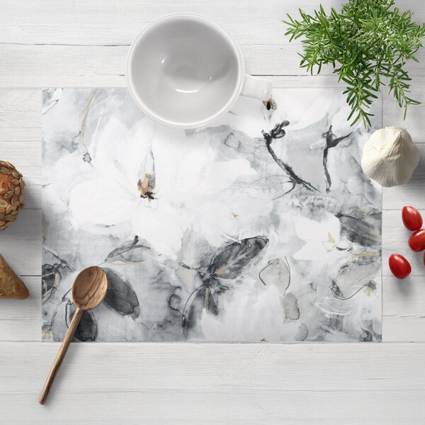 Biante Zamatové prestieranie na stôl Tamara TMR-006 Designové kvety na sivom 30x40 cm