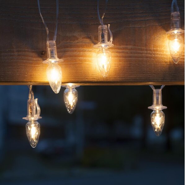 Rozšíriteľná LED vonkajšia reťaz CONE FILAMENT 20xE10 14m číra/teplá biela IP44