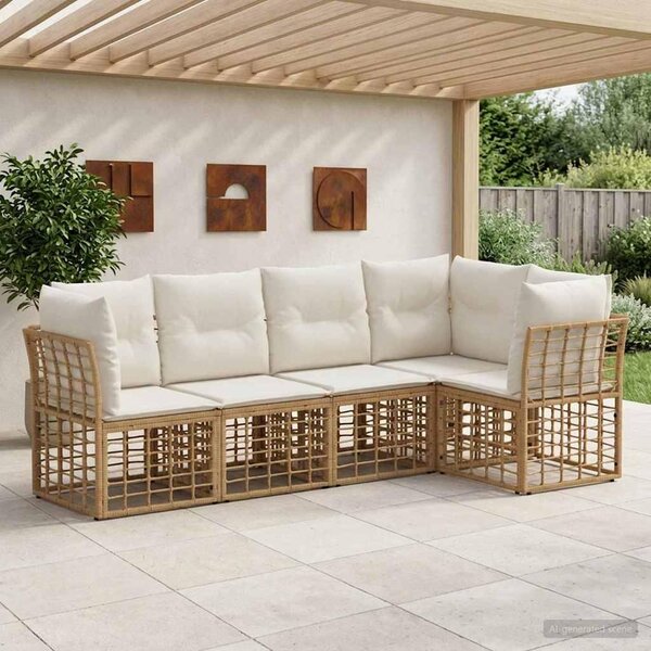 Maison Exclusive – Vonkajšia sedacia súprava, 5 miest, prírodná farba, polyester