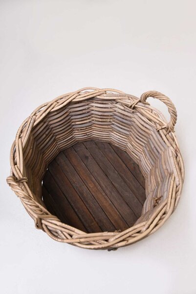 Kôš na drevo ARRIBA, ratan, priemer 50 cm, natur, s kolieskami