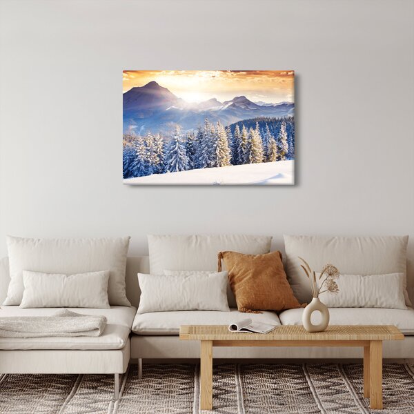 Obraz - Horská krajina v zime (90x60 cm)