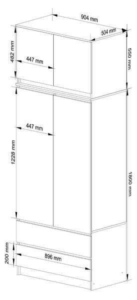 Ak furniture Šatní skříň s nástavcem Star 90 cm olše