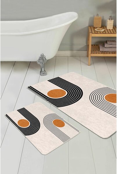 Béžové zamatové kúpeľňové predložky v súprave 2 ks 60x100 cm Dot Arch – Mila Home