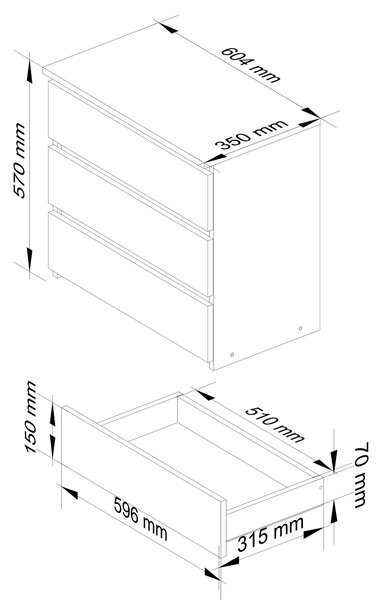 Ak furniture Komoda CL3 60 cm dub artisan