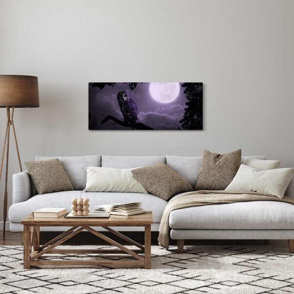 Obraz - Nočná sova, fialová (120x50 cm)