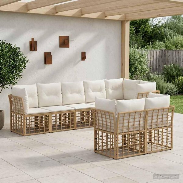 Maison Exclusive – Vonkajšia sedacia súprava, 8 kusov, 8 miest, prírodná farba, polyester