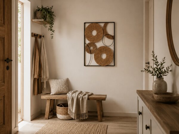 Nástenná dekorácia CIRCLES kovová 48x68 cm, čierna / hnedá