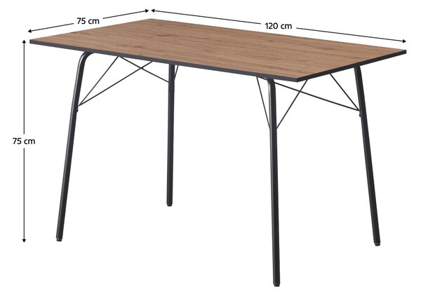 KONDELA Jedálenský stôl, dub artisan/čierna, 120x75x75 cm, NALAK TYP 2