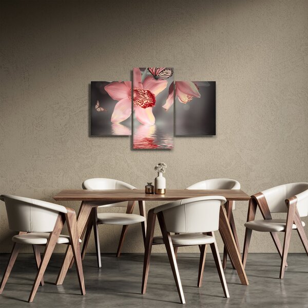 Obraz - Kvety a motýľ (90x60 cm)