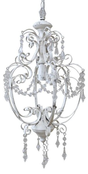 Biely vintage ručne vyrobený luster s kamienkami Chandelié - 31*52cm/E14