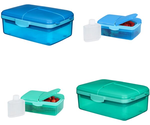 SISTEMA Box na desiatu/obed s priehradkami aj fľaštičkou, 1,5l - mix farieb Farba škatuliek SISTEMA: Ružová