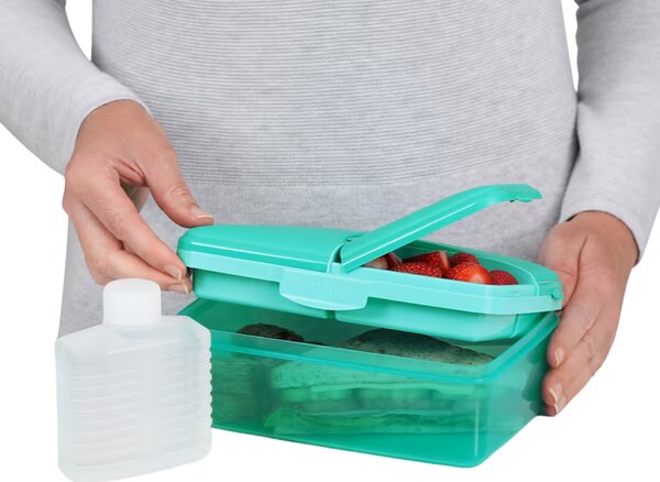 SISTEMA Box na desiatu/obed s priehradkami aj fľaštičkou, 1,5l - mix farieb Farba škatuliek SISTEMA: Ružová