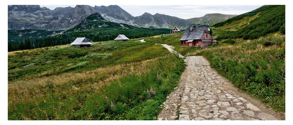 Obraz - Horská krajina s domčekmi (120x50 cm)