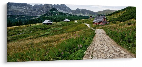 Obraz - Horská krajina s domčekmi (120x50 cm)