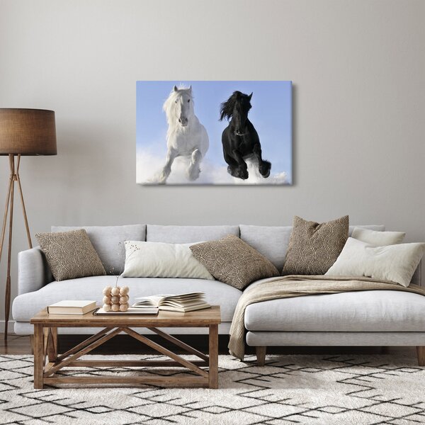 Obraz - Kone v zime (90x60 cm)