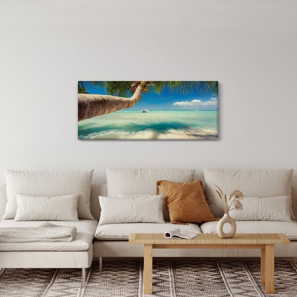 Obraz - Čisté more s palmou (120x50 cm)