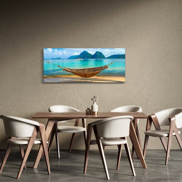 Obraz - Hojdacia sieť na pláži (120x50 cm)