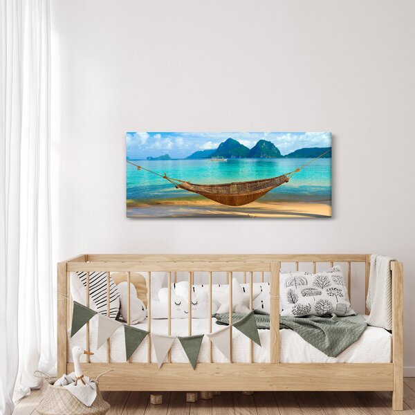 Obraz - Hojdacia sieť na pláži (120x50 cm)