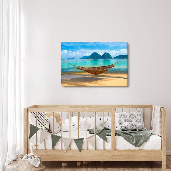 Obraz - Hojdacia sieť na pláži (90x60 cm)