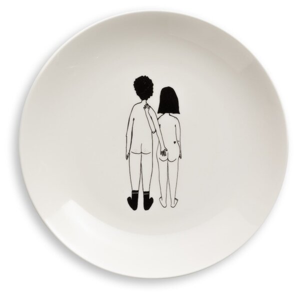 Porcelánový tanier Naked Couple Back 23 cm