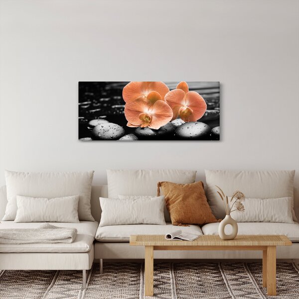 Obraz - Oranžové orchidey (120x50 cm)
