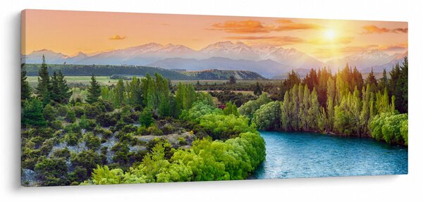 Obraz - Lesná horská krajina (120x50 cm)