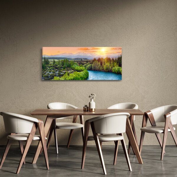 Obraz - Lesná horská krajina (120x50 cm)