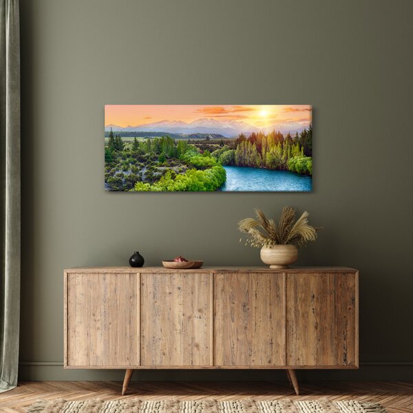 Obraz - Lesná horská krajina (120x50 cm)