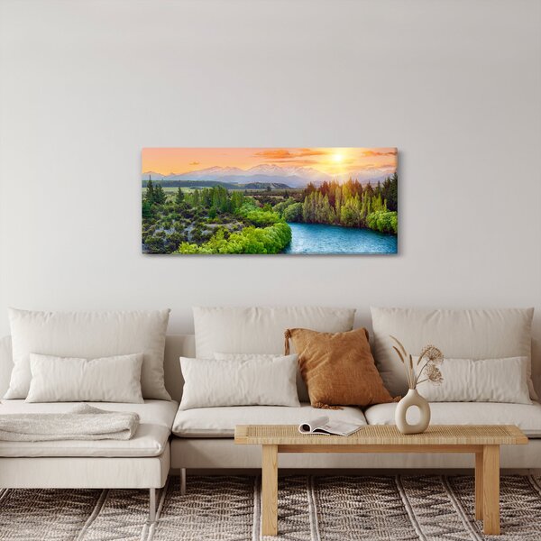 Obraz - Lesná horská krajina (120x50 cm)