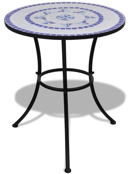 Bistro stolík, modro biely 60 cm, mozaikový