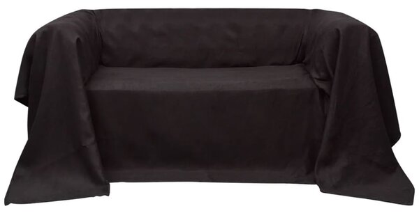 130893 Micro-suede Couch Slipcover Brown 210 x 280 cm