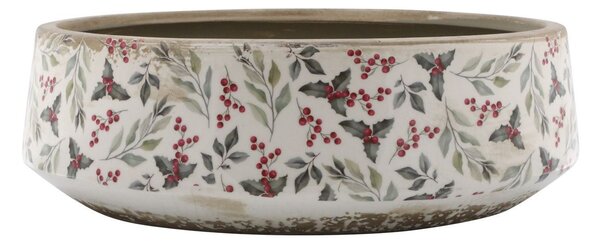 Béžová keramická misa s jedľovou girlandou - Ø 30*10 cm - Chic Antique