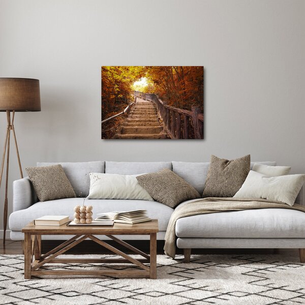 Obraz - Schody v prírode na jeseň (70x50 cm)